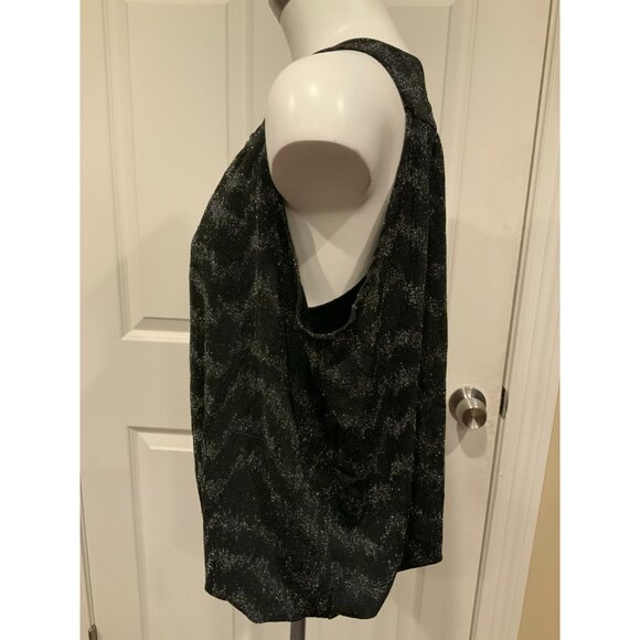 by Anthropologie Black & Metallic Silver Shimmering Tank Top, Size XS - Picture 5 of 9